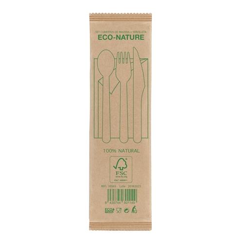 SET DE CUBIERTOS MADERA 4 PCS "COMPLEC"