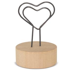 MEMO CLIP CON BASE DE MADERA "LOVE U"