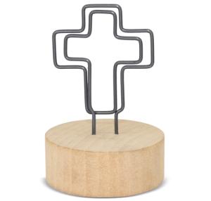 MEMO CLIP CON BASE DE MADERA "CRUCI"